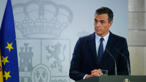 El presidente del Gobierno en funciones y líder del PSOE, Pedro Sánchez, en su comparecencia en el Palacio de la Moncloa, tras la ronda de consultas del rey en la que no ha podido designar candidato para la investidura. REUTERS/Javier Barba