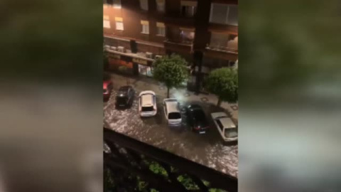 Una fuerte tromba de agua siembra el caos en Valladolid 