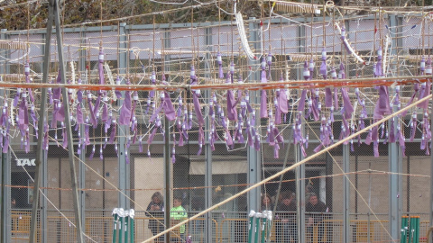 Mascletà morada en Valencia.