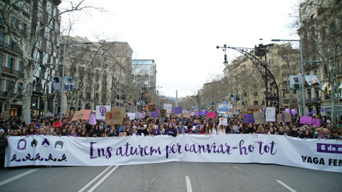 Cabecera de la manifestación en Barcelona. /JOEL KASHILA