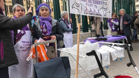 Una instantánea de la movilización en València.- EP