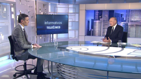 El presidente del Gobierno, Pedro Sánchez, durante su entrevista en Telecinco.