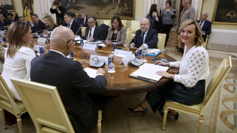 La ministra de Educación, Pilar Alegría, durante la reunión sectorial de Educación, a 13 de diciembre de 2023.