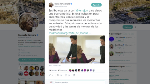 ErrejÃ³n concurrirÃ¡ con la plataforma de Carmena a las elecciones