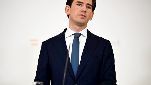 Sebastian Kurz, en el anuncio de su dimisión como canciller de Austria.