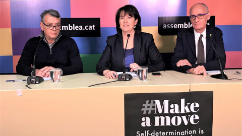 Elisenda Paluzie, presidenta de l'ANC, en la roda de premsa per presentar les mobilitzacions de l'entitat amb motiu del judici de l'1-O. EUROPA PRESS