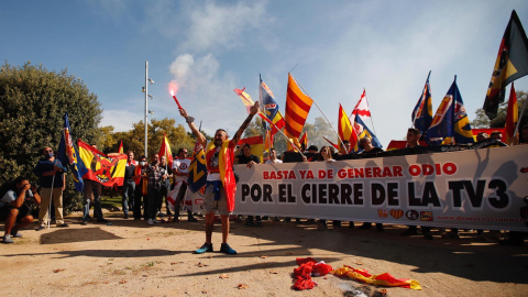 Imagen de la pancarta de la marcha neonazi en Montjuïch, Barcelona.