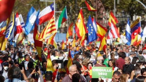 Una imatge de la manifestació espanyolista d'aquest 12 d'octubre a Barcelona.