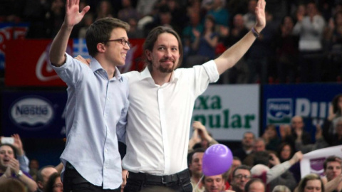 Íñigo Errejón y Pablo Iglesias en un acto en Valencia en 2015.