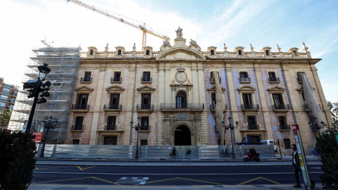 Palacio de Justicia de València durante las obras para su rehabilitación, a 3 de enero de 2024.