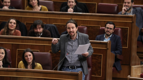 Pablo Iglesias en la sesión de control al Gobierno en el Congreso. EUROPA PRESS/Archivo