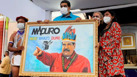 Fotografía cedida por prensa de Miraflores del presidente venezolano Nicolás Maduro durante un acto de gobierno en Caracas.