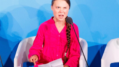 La activista sueca Greta Thunberg en el inicio de la Cumbre para la Acción Climática que se celebra en Nueva York. /EFE