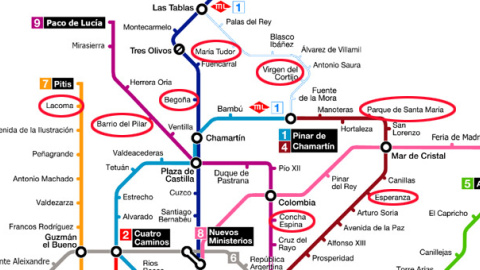 Mapa del metro de Madrid.