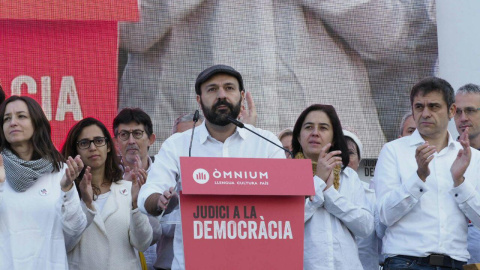 La presentació de "Judici a la Democràcia" d'Òmnium Cultural al castell de Montjuïc. ÒMNIUM