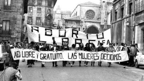 Una manifestación a favor del aborto en Oviedo en el año 1985