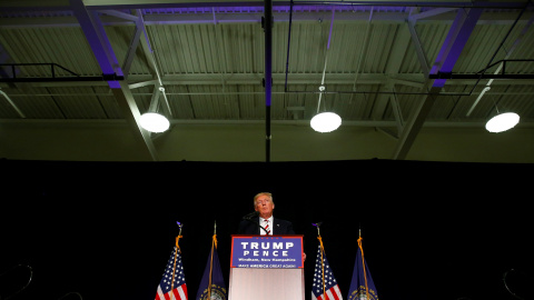 El candidato republicano Donald Trump en un acto electoral en  New Hampshire. REUTERS/Eric Thayer