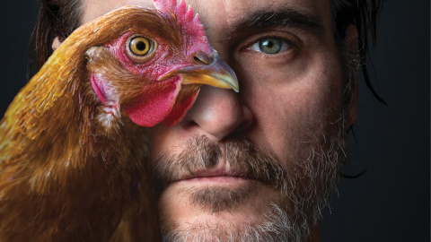 25/09/2019 - Cartel de PETA en Times Square protagonizado por Joaquin Phoenix contra el maltrato animal. / PETA