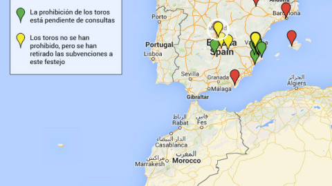 Mapa antitaurino.- PÚBLICO.