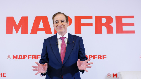 El presidente de Mapfre, Antonio Huertas, durante la presentación de resultados de la aseguradora en 2023. E.P./Marta Fernández