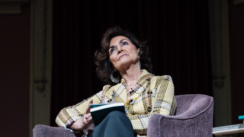 La presidenta del Consejo del Estado y exvicepresidenta del Gobierno, Carmen Calvo, durante un acto en Madrid, a 14 de febrero de 2024.