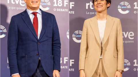 Los candidatos del BNG y PSdeG, Ana Pontón y José Ramón Gómez Besteiro, a su llegada al debate de RTVE, en Santiago de Compostela, a 14 de febrero de 2024.