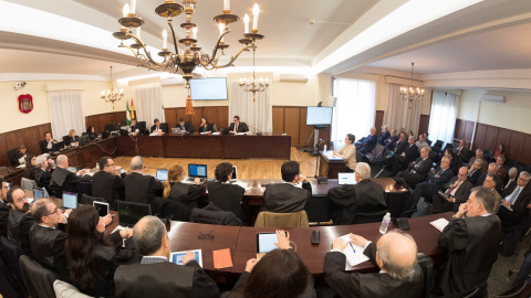 Vista de la sala de la Audiencia de Sevilla donde se sigue el juicio por la pieza política del caso ERE, durante la declaración Carmen Martínez Aguayo, la número dos de José Antonio Griñán durante su etapa de consejero de Hacienda (2004-200