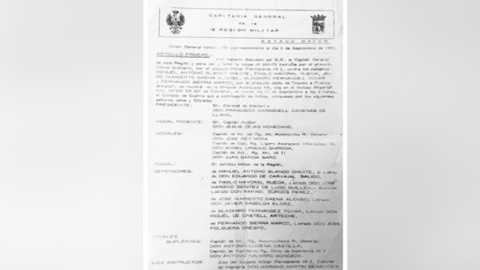 Orden de convocatoria del consejo de guerra contra Pablo Mayoral y otros juzgados. / 'Cuando me maten', Carlos Fonseca