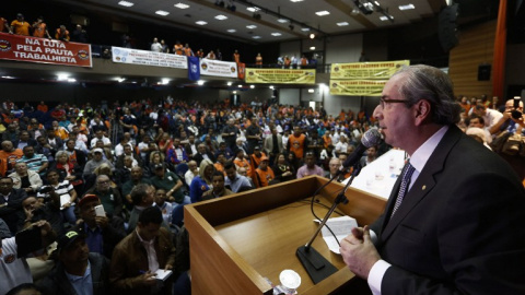 Eduardo Cunha  en un evento organizado por sindicalistas en Sao Paulo. - AFP