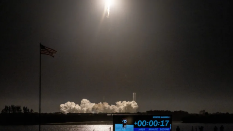 15/2/24 - Vista del lanzamiento del módulo Odiseo, que salió, este 15 de febrero de 2024, con rumbo a la Luna desde Centro Espacial Kennedy de la NASA, en el centro de Florida (EEUU).