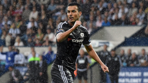 El canario Pedro Rodríguez celebra su primer gol con el Chelsea, en su debut en Londres con el equipo de Jose Mourinho. EFE/EPA/WILL OLIVER