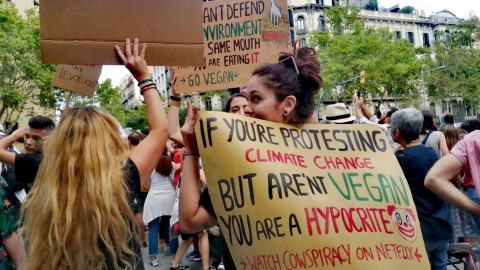 Assistents a la manifestació de Barcelona de la vaga mundial pel clima. ANDER ZURIMENDI.