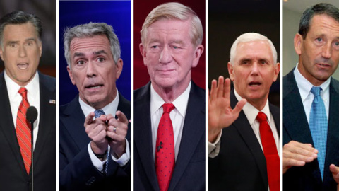 De izquierda a derecha algunos de los posibles relevos: Mitt Romney, Joe Walsh, Bill Weld, Mike Pence y Mark Sanford.- REUTERS