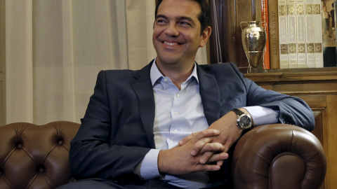 Alexis Tsipras, durante su reunión con el presidente de la república para comunicarle su dimisión. REUTERS