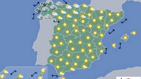 Mapa significativo elaborado el 28/09/2019. Válido para el 29/09/2019 de 12 a 24 horas. EFE/Aemet