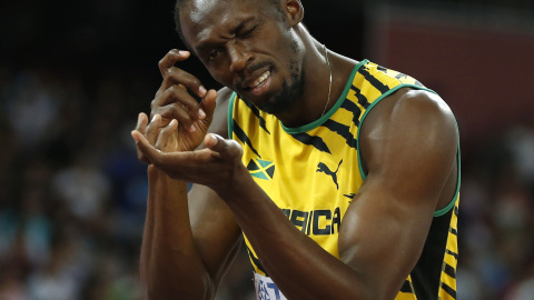 Usain Bolt de Jamaica en el Campeonato Mundial de atletismo en el Estadio Nacional de Pekín, China 25 de agosto de 2015. REUTERS / Phil Noble