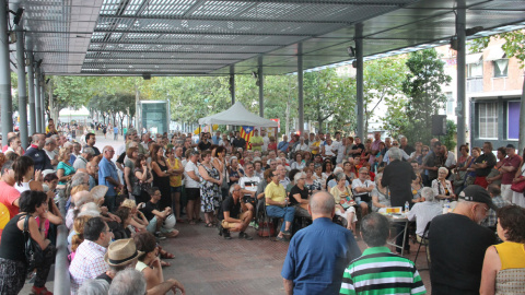 Imagen de la concentración de la ANC en Nou Barris (Barcelona)./ R. X.