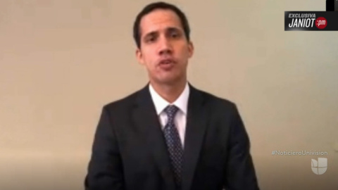 Juan Guaidó durante su entrevista en Univisión.