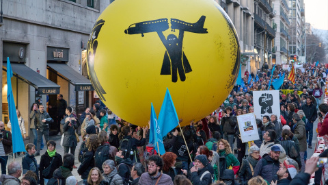 Manifestación en Barcelona contra los macroproyectos previstos en los presupuestos.