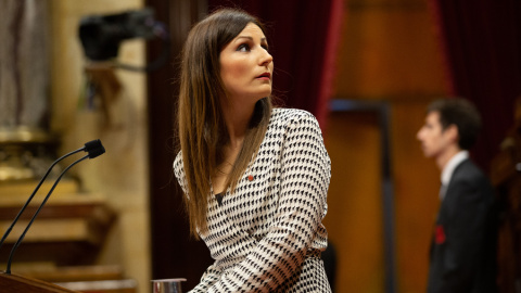 La portavoz de Ciudadanos en el Senado y portavoz en el Parlament catalán, Lorena Roldán, durante su intervención en el debate sobre política general.E.P./David Zorrakino