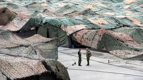 Imagen de unas maniobras recientes del Ejército de Tierra en la base militar de San Isidro de Mahón para el ejercicio de la OTAN Trident Jackal 19. EFE/ David Arquimbau Sintes