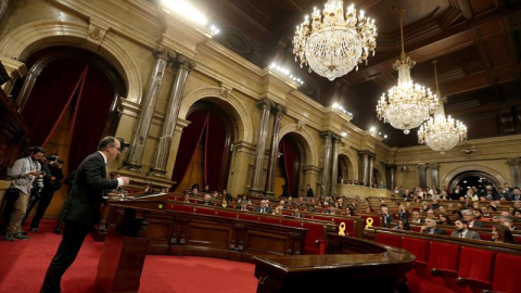 Jordi Turull, durante su última intervención en el pleno de investidura en el Parlament. - EFE