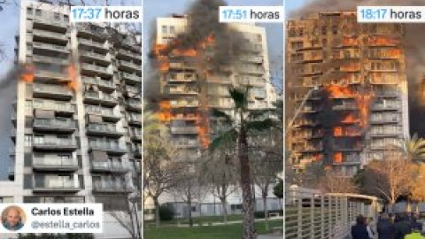 El hilo de vídeos de un tuitero que muestra cómo se extendió el fuego en València