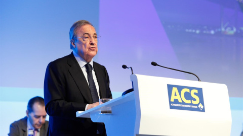 El presidente de ACS, Florentino Pérez, en la última junta de accionista de la constructora. E.P.