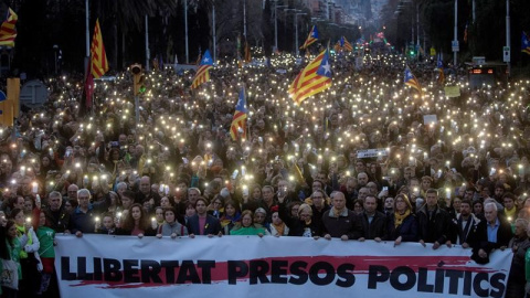 Un moment de la manifestació convocada per l'ANC / EFE Marta Pérez