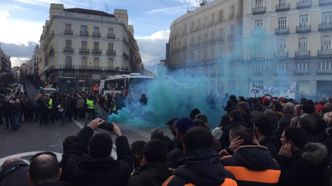 Concentración de taxistas en Sol./Europa Press