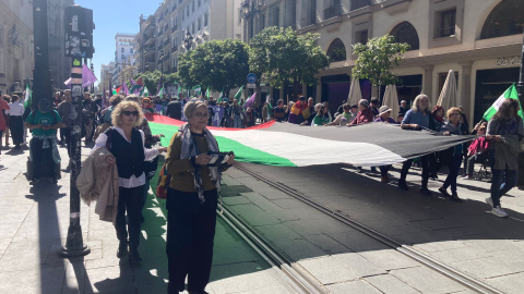 Bandera de Palestina en las calles de Sevilla, este 28F.