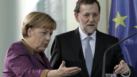 Merkel, canciller alemana, y Rajoy.