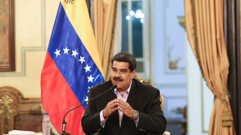 El presidente de Venezuela, Nicolás Maduro, mientras participa en un acto de gobierno, donde recibe a funcionarios diplomáticos venezolanos. EFE