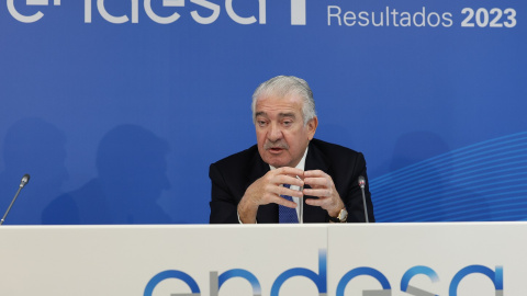 El consejero delegado de Endesa, José Bogas, durante la rueda de prensa para comentar los resultados anuales de la compañía en el ejercicio 202e. E.P./Marta Fernández